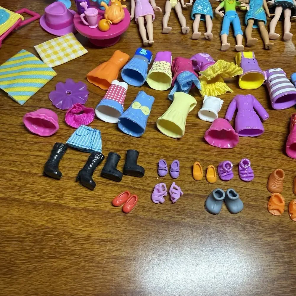 Huge LOT Polly Pocket Mixed Play Set Dolls Cars Furniture & Accessories